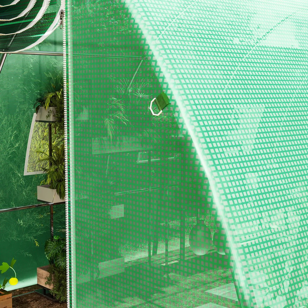 Outsunny Prelata Sera 6×3×2 m – Cu 12 Ferestre, Usa Rulanta si Margini | Aosom Romania