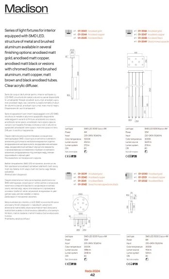 Lustră LED pe cablu MADISON Redo 01-2043 LED/4W/230V auriu