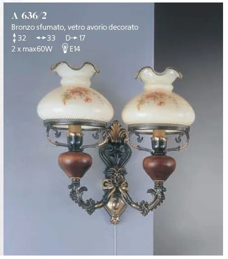 Aplica de perete design italian din alama cu lemn 636