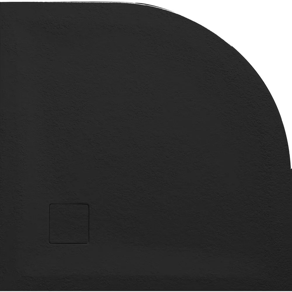 Cadita compozit pentru dus Inter Ceramic semirotunda 90x90 cm finisaj piatra-negru mat