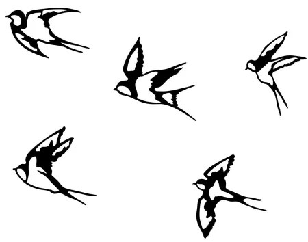 SET 5x decorațiune de perete metal păsări