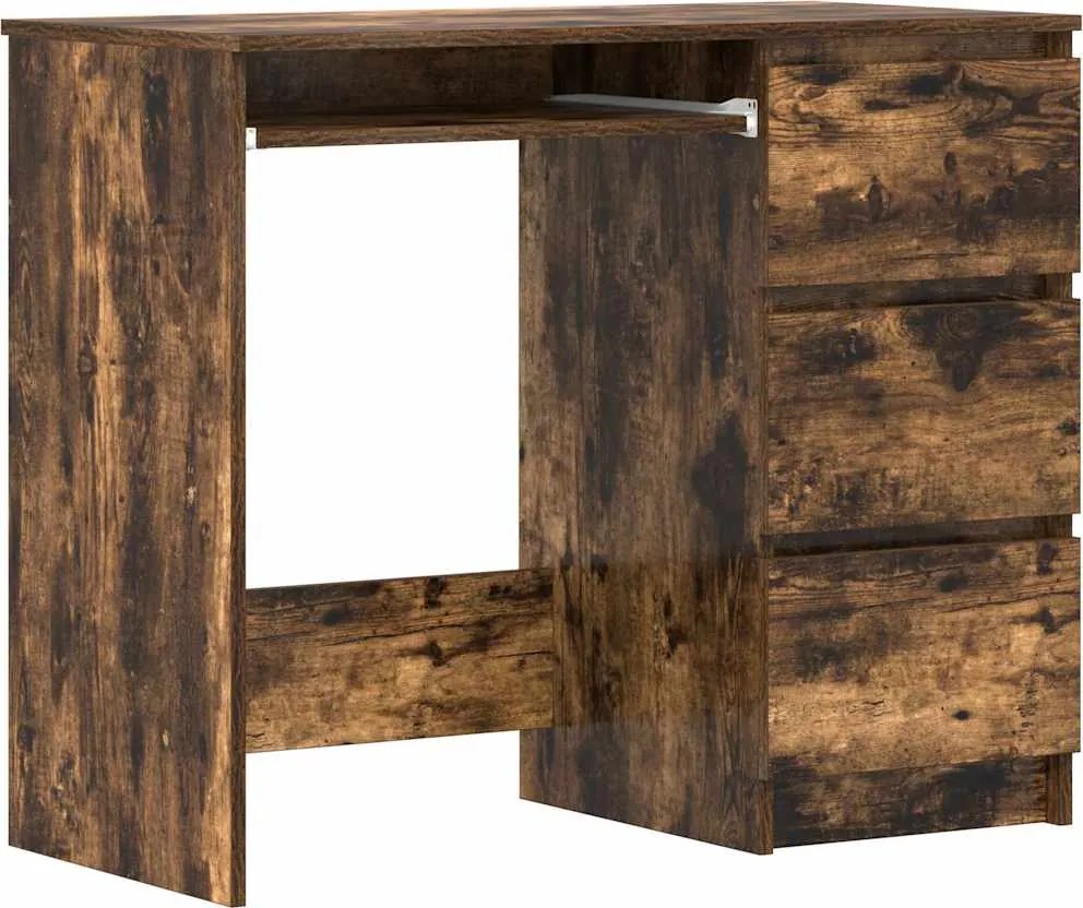 vidaXL Birou, stejar fumuriu, 90x45x76 cm, lemn prelucrat