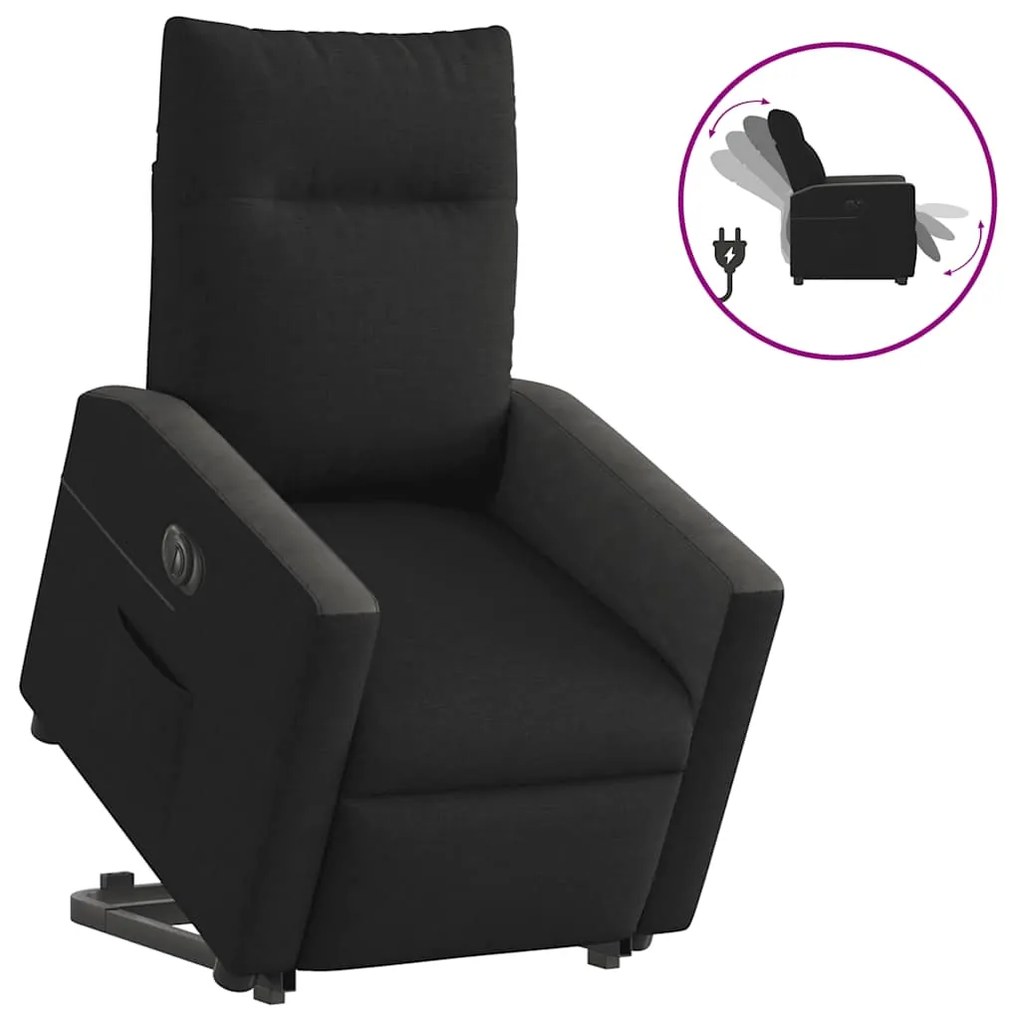 vidaXL Fotoliu electric rabatabil cu ridicare, negru, textil