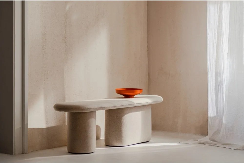 Bancă bej capitonată cu tapițerie din lână Rull – noo.ma