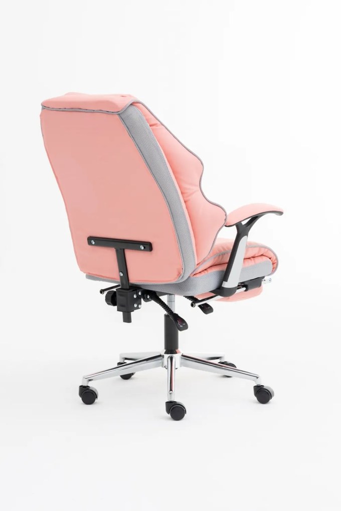 Scaun Directorial, Funcție Recliner, Suport Picioare, Piele PU, SIB OS 051, Roz