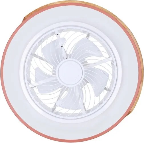 Brilagi - Corp de iluminat LED dimabil cu ventilator LED/38W/230V 50 cm roz/stejar + telecomandă