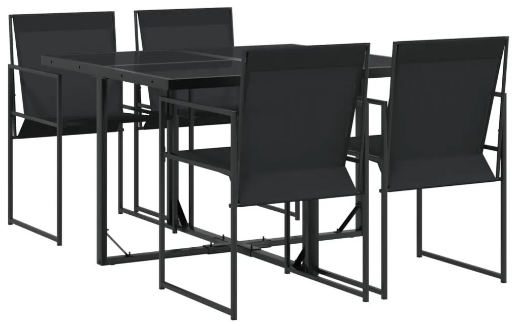 3295118 vidaXL Set mobilier de grădină, 5 piese, negru, textilenă