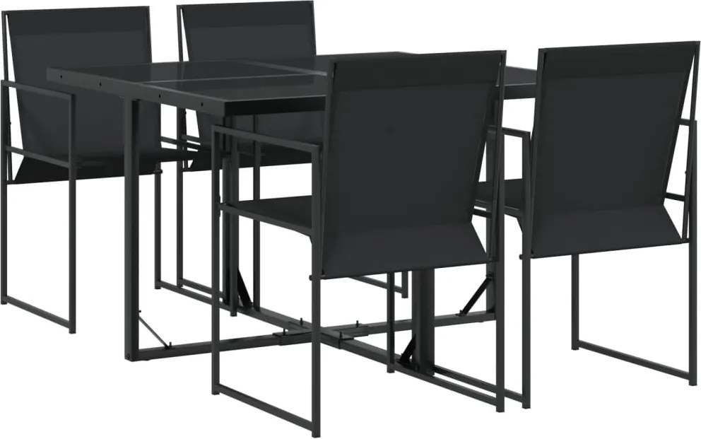vidaXL Set mobilier de grădină, 5 piese, negru, textilenă