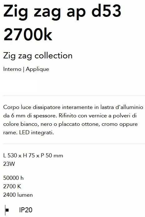 Aplica de perete LED lumina ambientala Zig zag ap d53 2700k, Alba