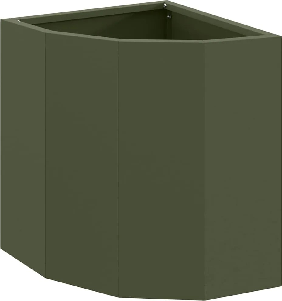 vidaXL Ghiveci de colț Olivengrønn 30 x 30 x 35 cm Oțel