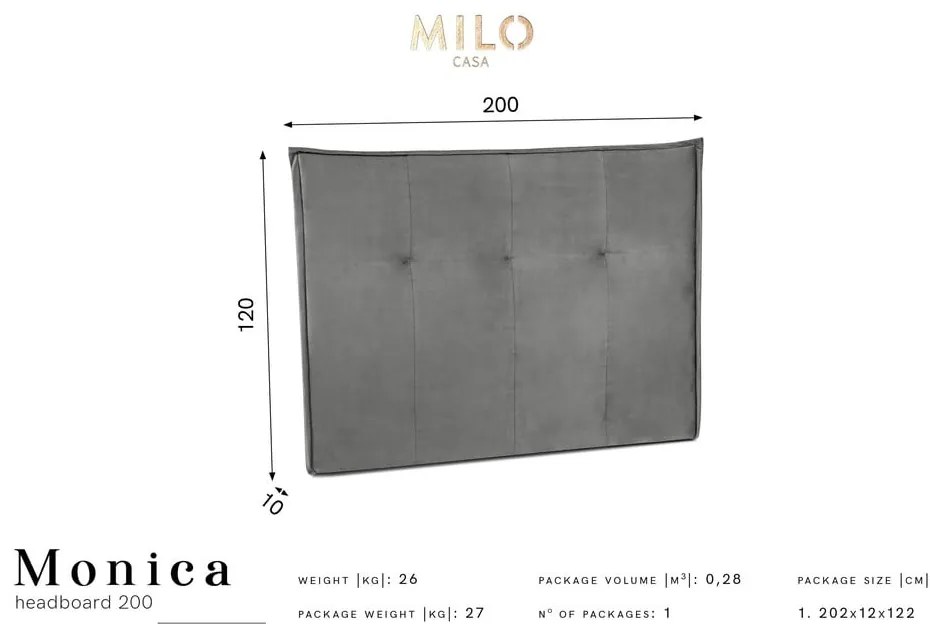 Tăblie de pat albastru-deschis 200x120 cm Monica – Milo Casa