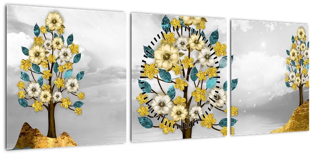 Tablou - Înflorire (cu ceas) (90x30 cm)