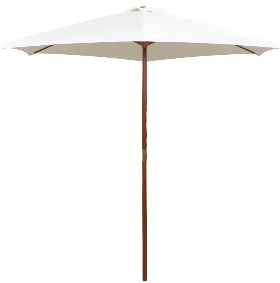 vidaXL Umbrelă de soare cu stâlp de lemn 270 x 270 cm, alb crem