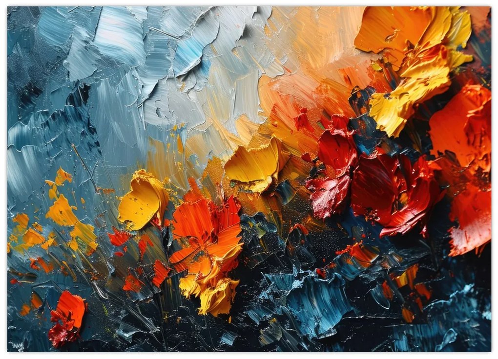 Tablou pe sticlă - Pictură abstractă de flori III. (70x50 cm)