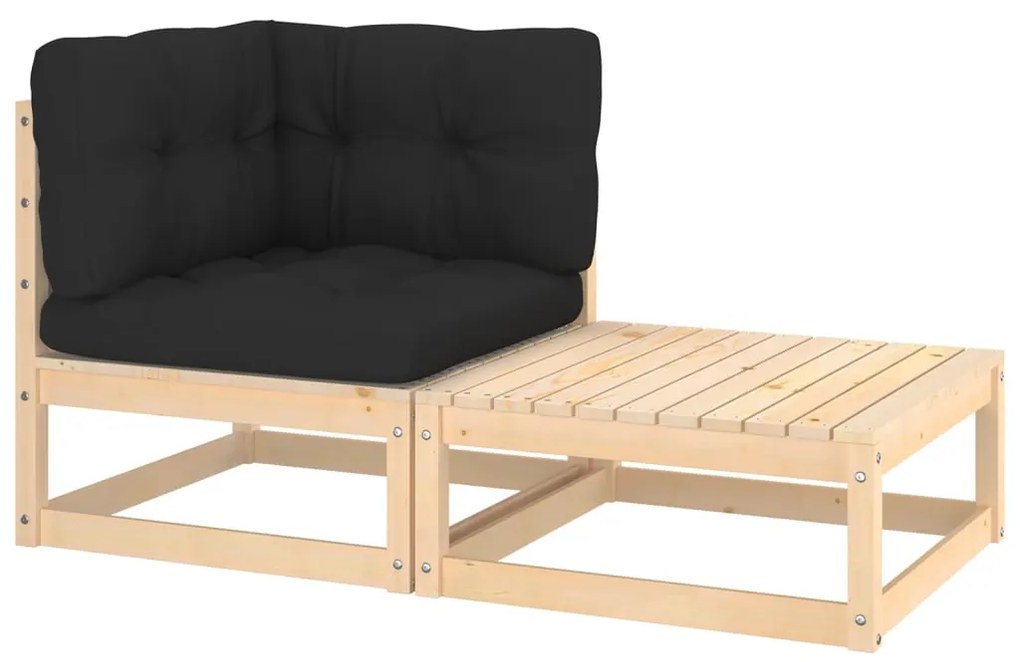 vidaXL Set mobilier de grădină cu perne, 2 piese, lemn masiv de pin