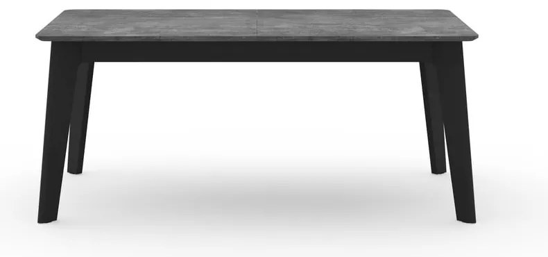 Masă de dining neagră extensibilă cu blat cu aspect de lemn de beton 100x180 cm Shadow – TemaHome
