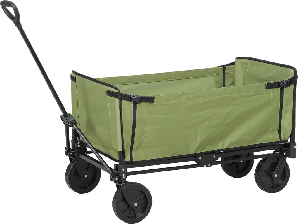 Outsunny Căruț de grădină pliabil 130 L căruț de transport sac detașabil mâner telescopic rotativ 90 x 50 x 60 cm negru | Aosom Romania