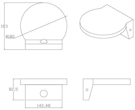 Aplică LED de exterior cu senzor TESA LED/10W/230V IP54 negru