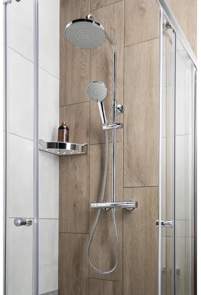 Set de duș cu baterie termostatică Aqualine LIGA crom lucios