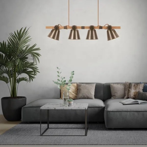 Lustră pe cablu Briloner 4406-044 TALE 4xE27/40W/230V maro