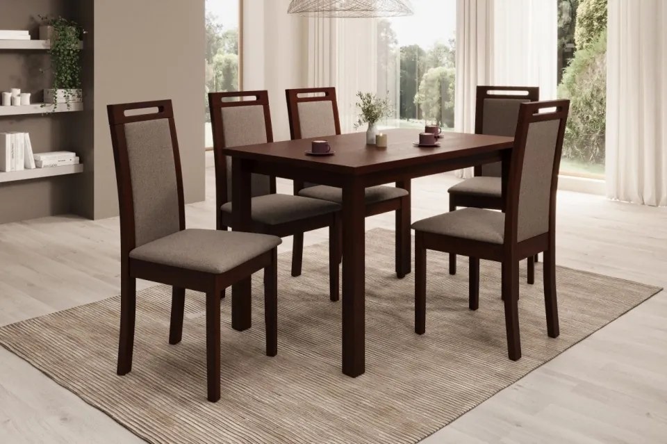 Scaun tapitat, din lemn, Nola VI, ADRK Furniture (Culoare: Negru / Opium 85)