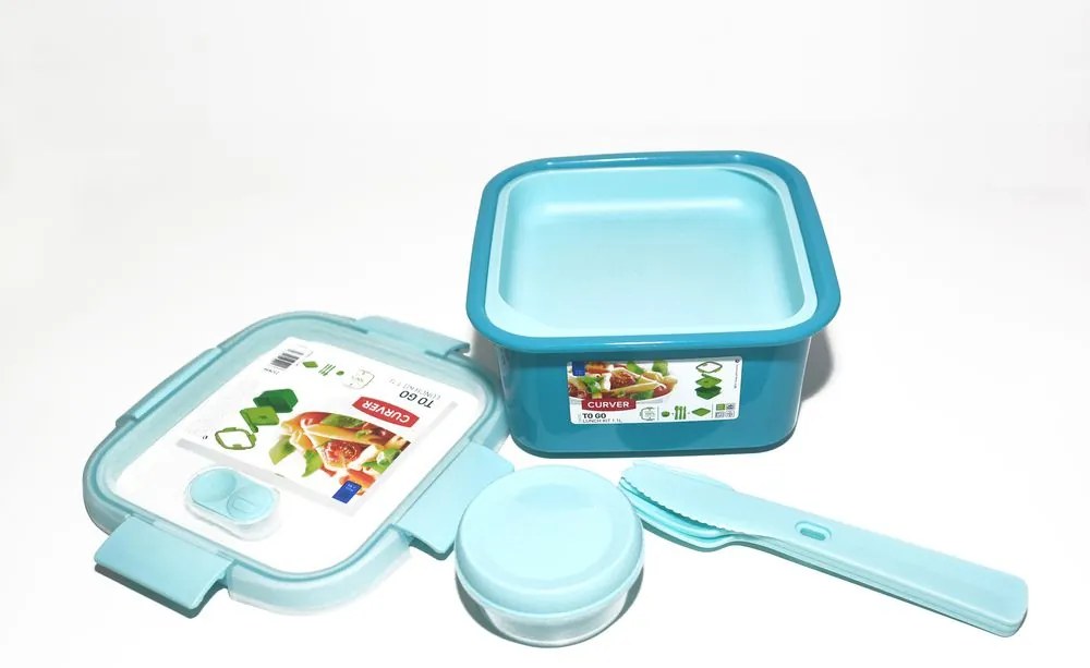 Cutie de călătorie cu tacâmuri SMART TO GO 1,1L - albastru