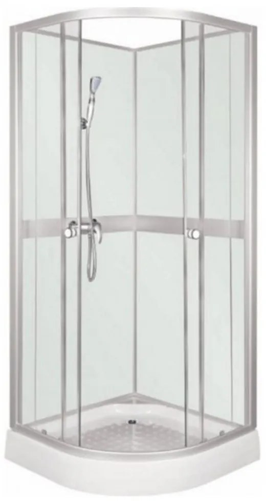 Cabină de duș CLASSIC 80 WHITE cu perete posterior, cu cădiță și baterie