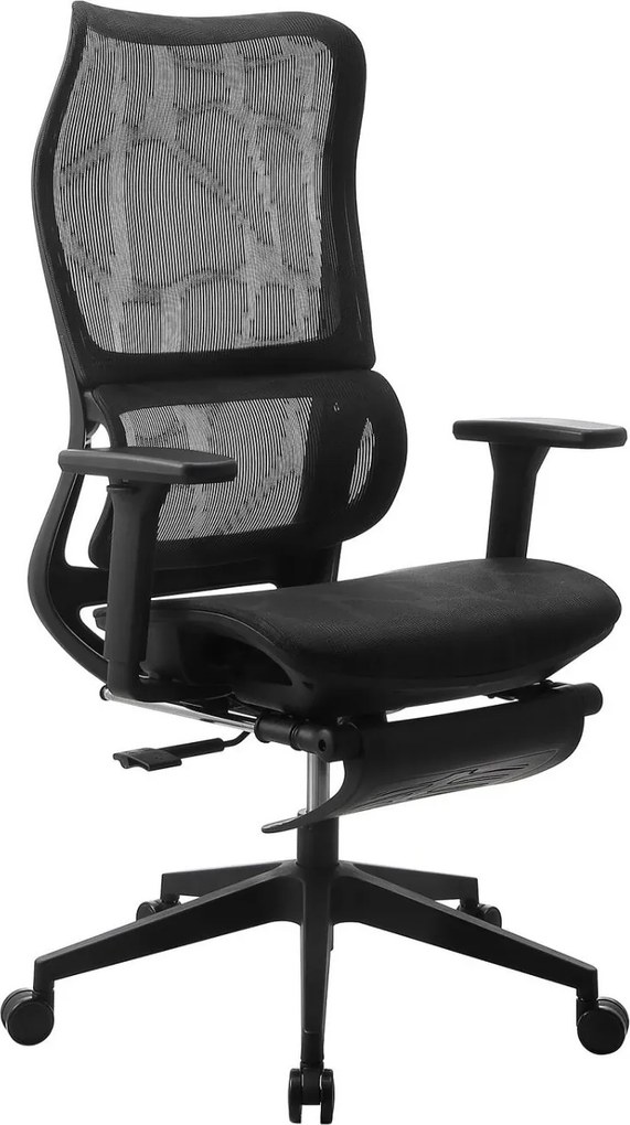 Scaun ergonomic Layne, cotiere 3D, suport picioare, Full Mesh, Negru