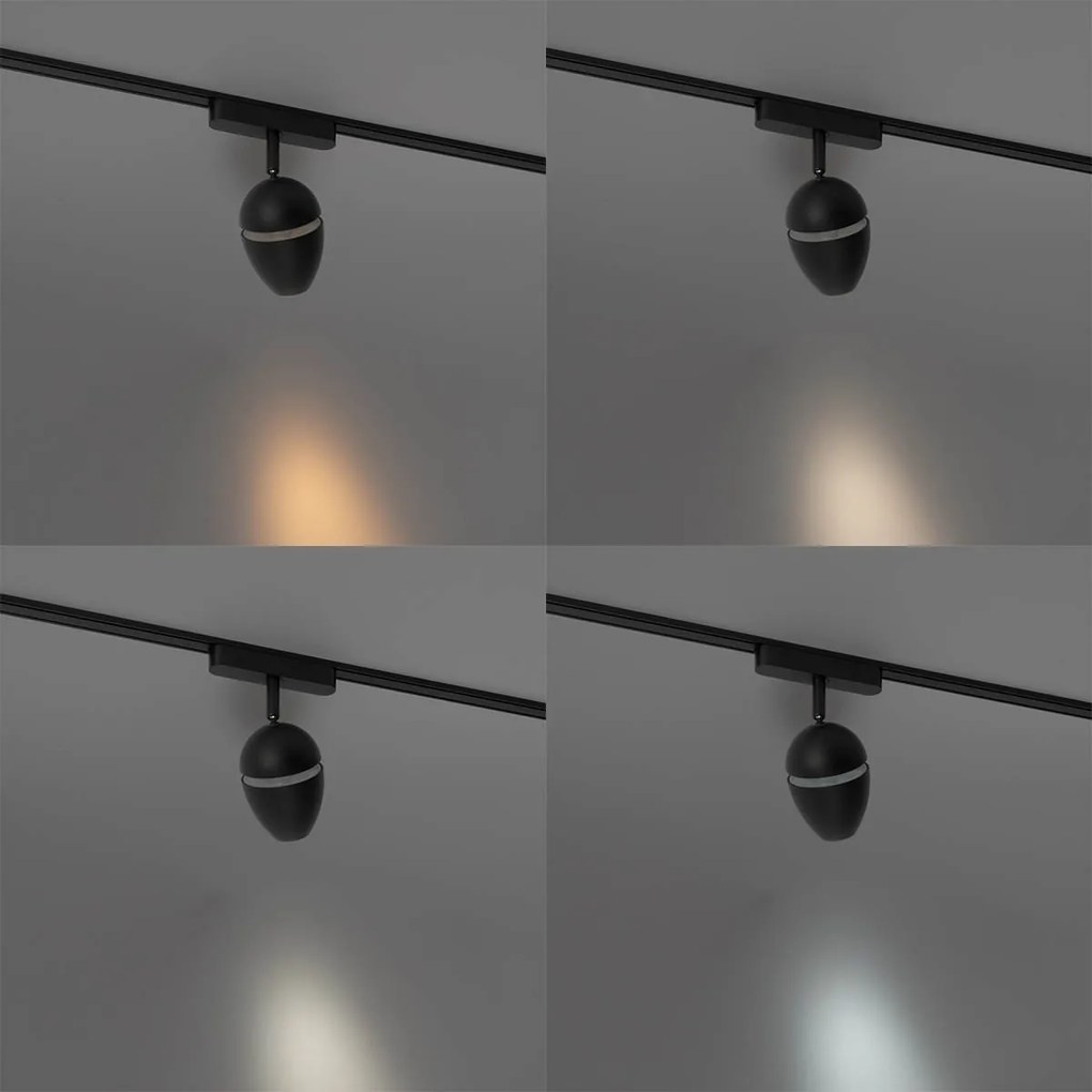 Spotlight modern negru pentru sistem de șine monofazat cu LED inclus - Magnetic Eggy