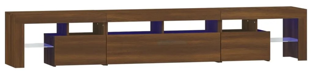 3152793 vidaXL Comodă TV cu lumini LED, stejar maro, 230x36,5x40 cm