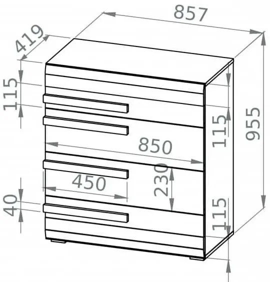 Comodă SARPA 96x86 cm alb/maro