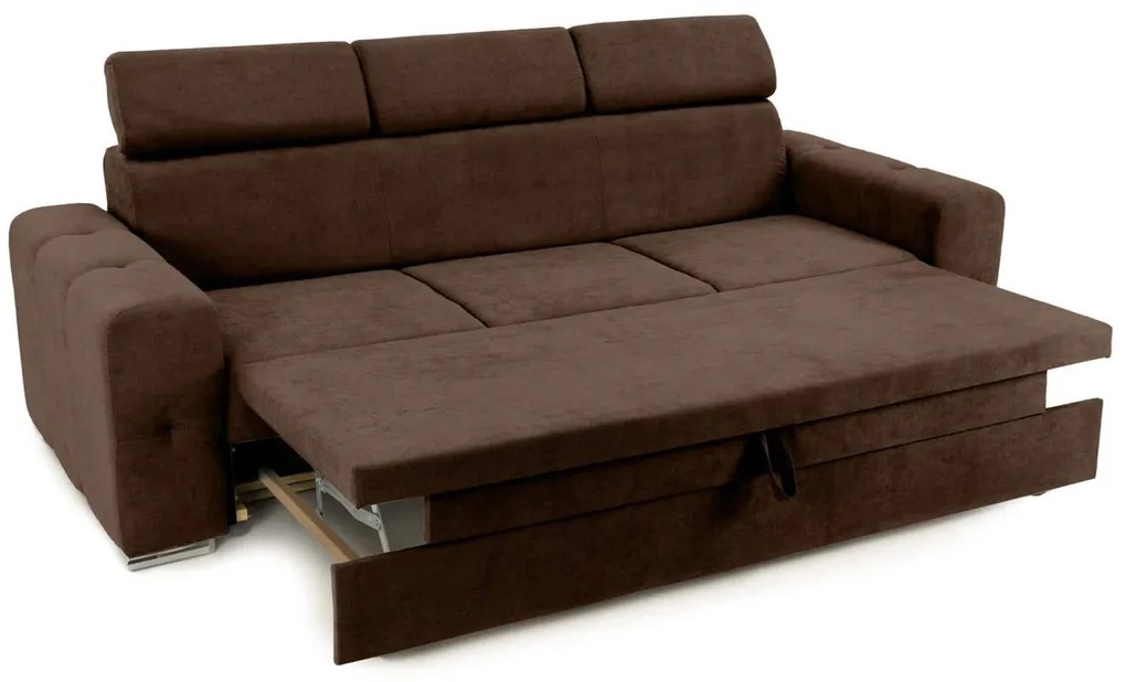 Canapea Extensibilă 3 locuri BELLAGIO, cu tetiere reglabile, 242x95x99 cm, Maro-Enjoy