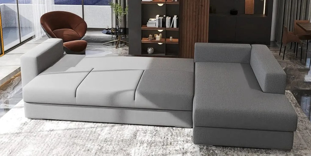 Colțar extensibil dumonde cu ladă de depozitare si sezut confortabil din spuma high-density, Gloria Enjoy Grey II 320x183 cm