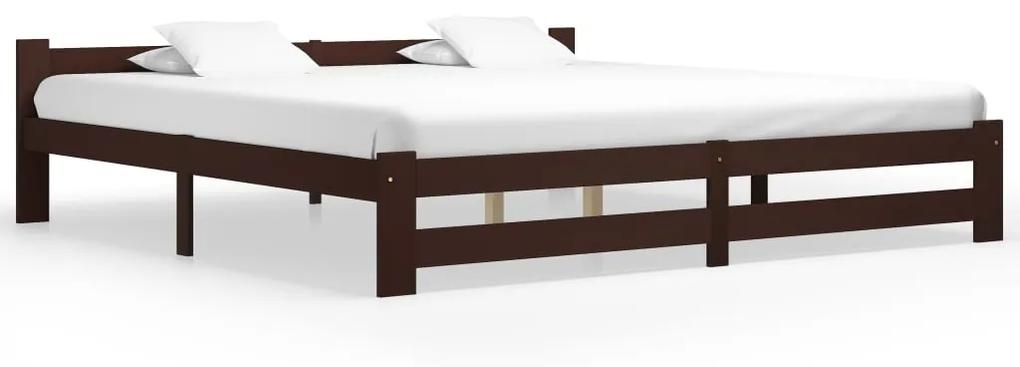322018 vidaXL Cadru de pat, maro închis, 200x200 cm, lemn masiv de pin