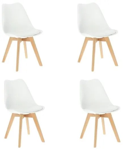 Scaune bucatarie/living, sezut PU, alb, set 4 buc, 48.5x54x82 cm, Oslo