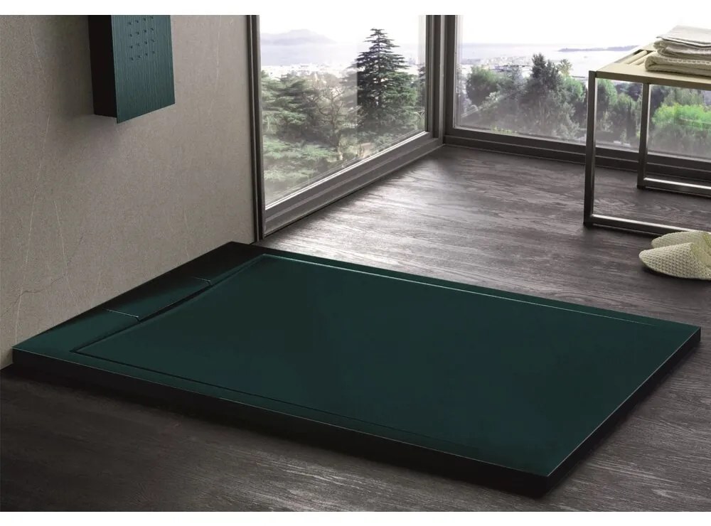 Cadita compozit pentru dus Inter Ceramic dreptunghiulara 120x80 cm verde smarald