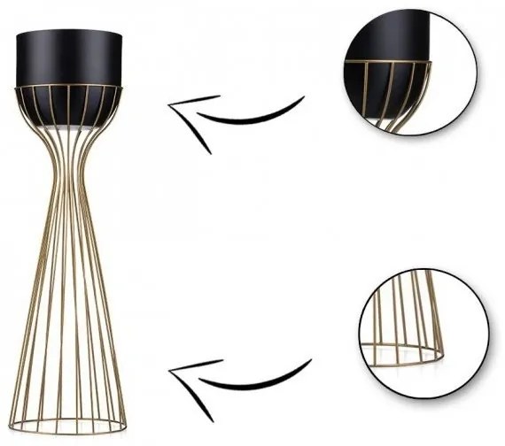 Ghiveci metalic de flori LOFT 56x20 cm auriu/negru