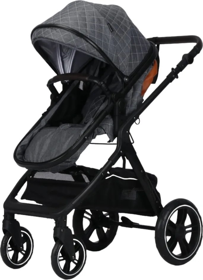 Carucior nou nascuti 2 in 1 NOVOKIDS™ X1000 series, Cu geanta bebe, Cadru Aluminiu, Amortizoare, Roti din cauciuc plin AVE, Landou, Spatar reglabil 3