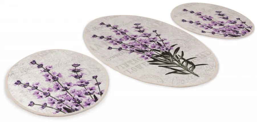 Set 3 Covorase de Baie Lavender, Catifea, Multicolor