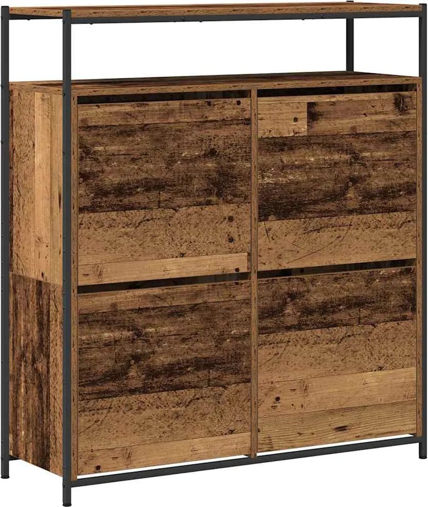 vidaXL Dulap pentru pantofi Lemn vechi 100 x 34 x 112 cm Lemn compozit