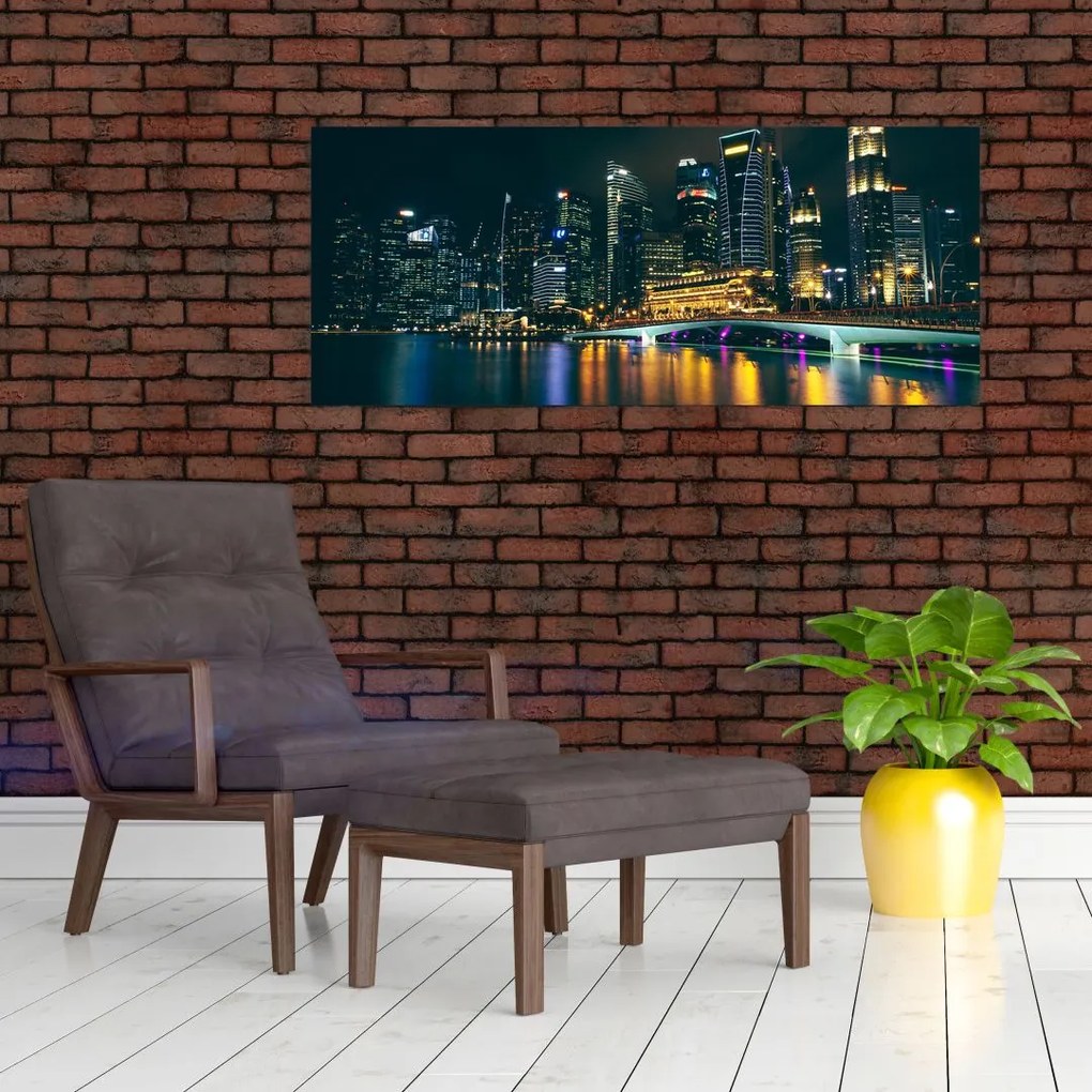 Tablou - Singapore noaptea (120x50 cm)