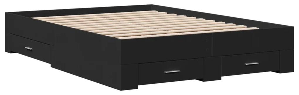 3280392 vidaXL Cadru de pat cu sertare, negru, 120x200 cm, lemn prelucrat