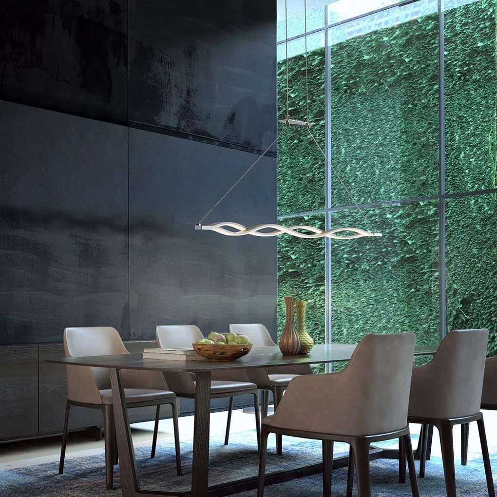 Lustra LED suspendata design modern Sahara argintie crom