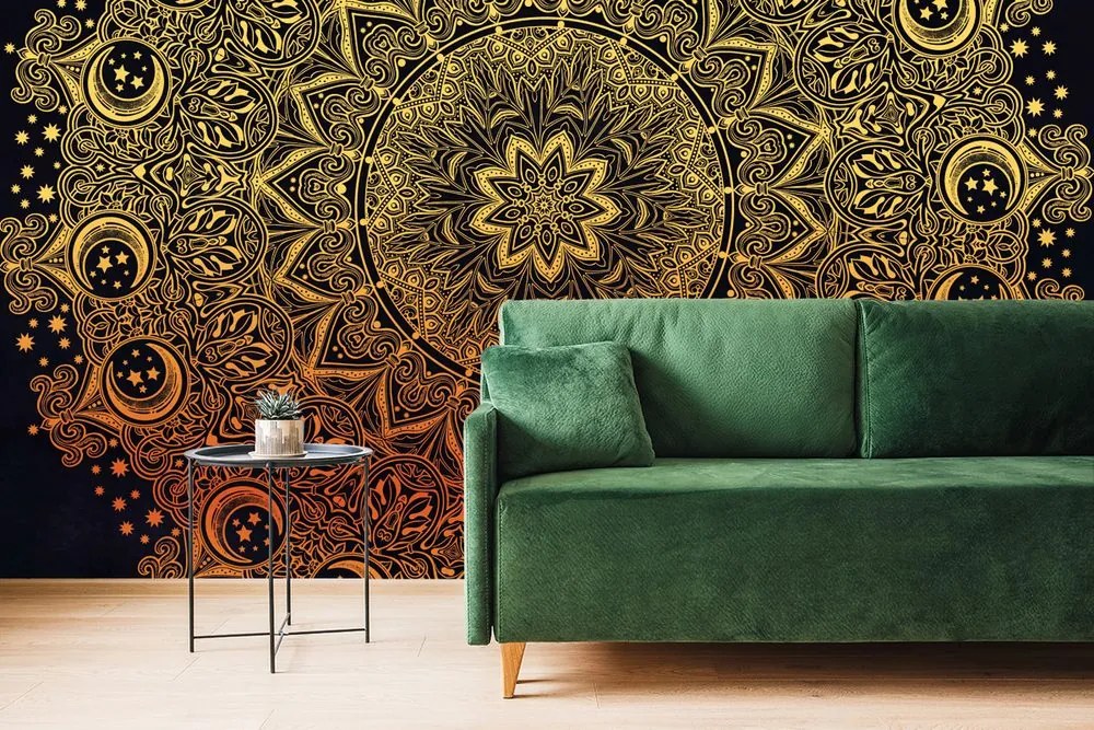 Tapet mandala orientală aurie