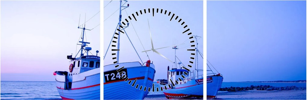 Tablou - Debarcarea în amurg (cu ceas) (90x30 cm)