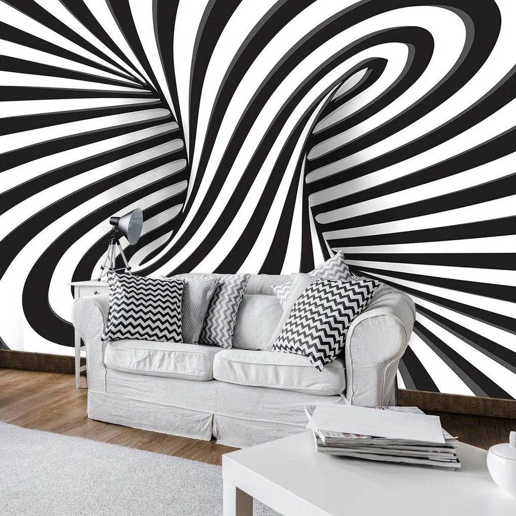 Fototapet - Cercuire 3D alb neagră (152,5x104 cm)