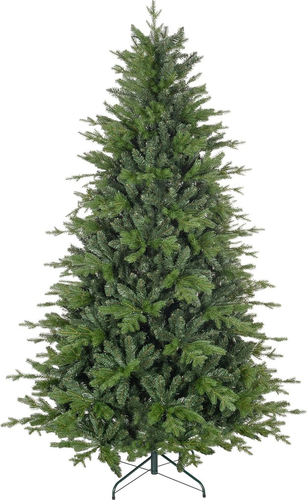 HOMCOM Brad de Crăciun Artificial cu 1821 Crengi, Brad de Crăciun Pliabil cu Bază Metalică, Ø117x180 cm, Verde | Aosom Romania