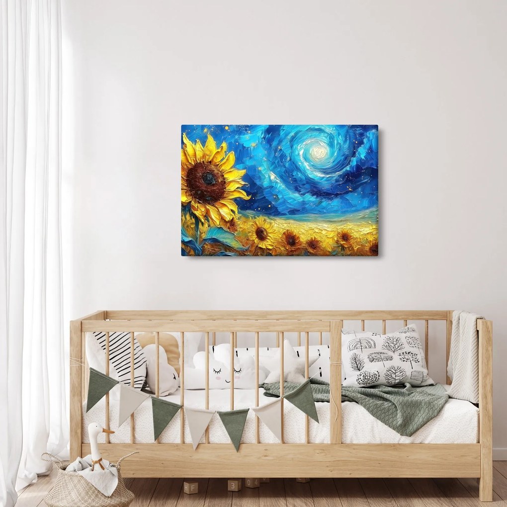 Tablou - Pictura floarea-soarelui (90x60 cm)