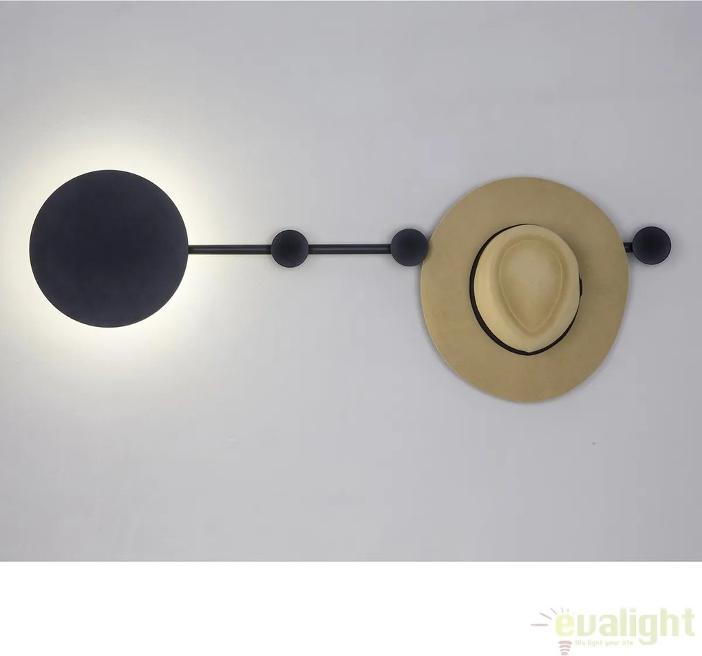 Aplica LED ambientala cu cuier HAN neagra 01001