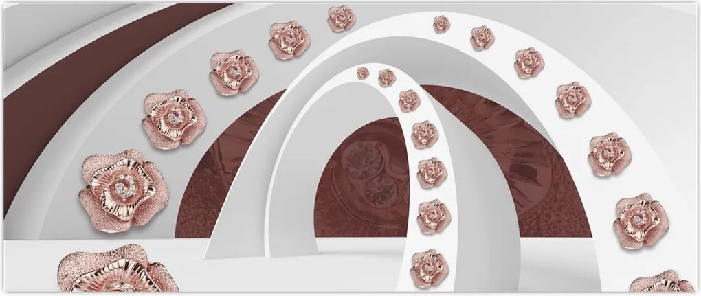 Tablou - Arcade 3D cu flori (120x50 cm)